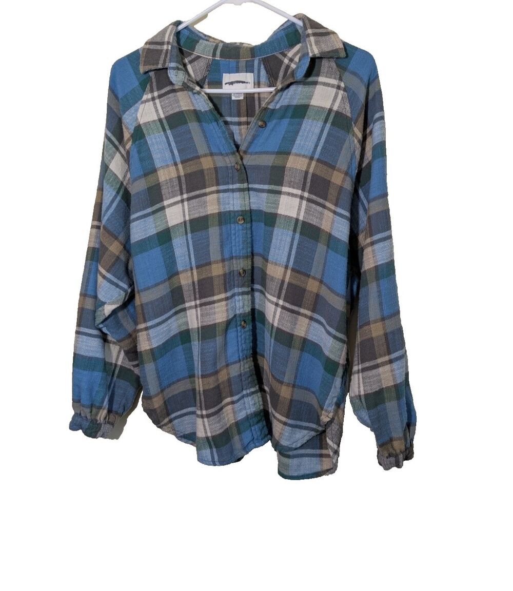 American Eagle Women's Button Down Plaid Cotton Oversized XS